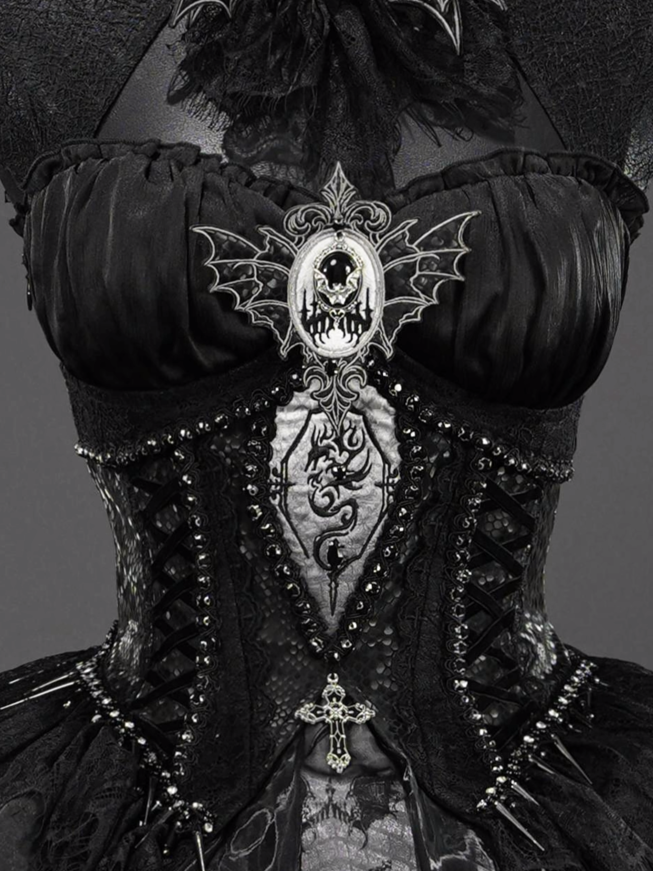 Dragon Bone Gothic Lolita Black JSK Dress