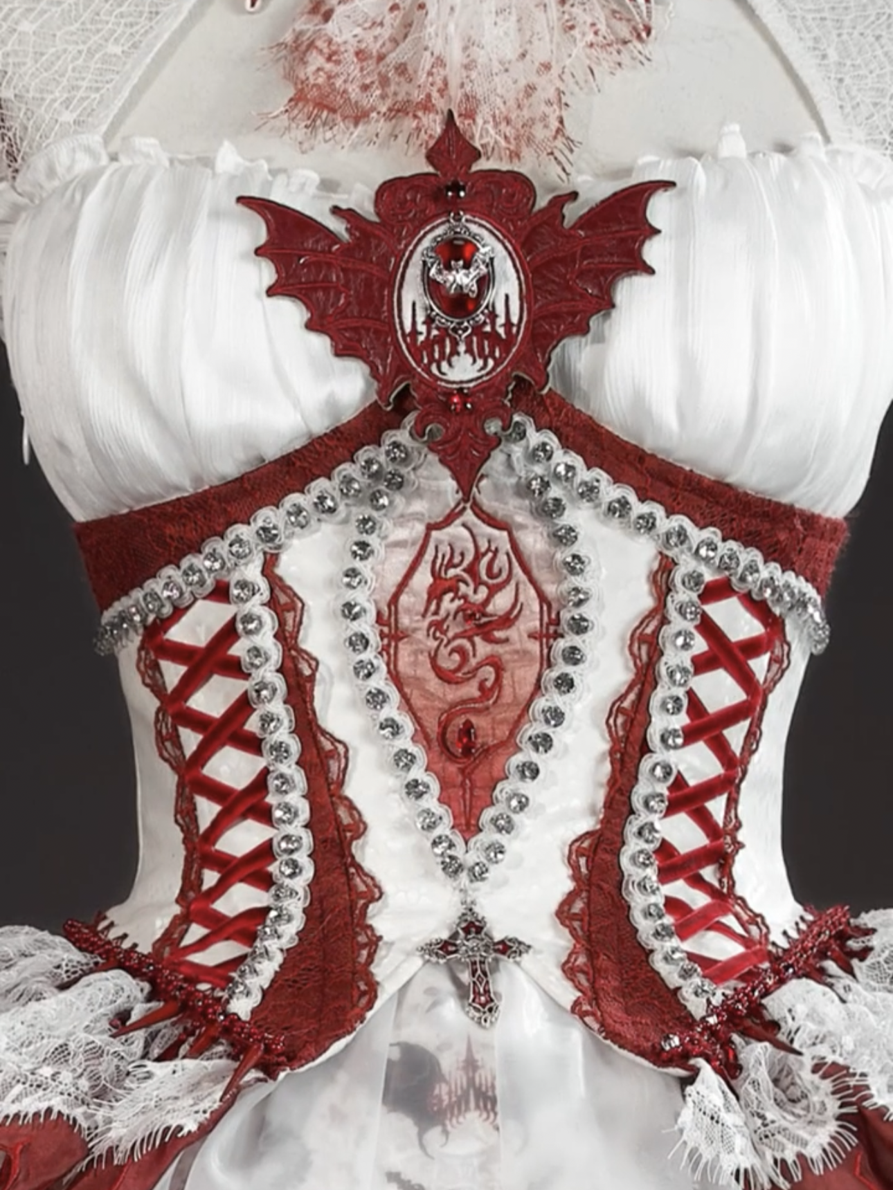 Dragon Bone Gothic Lolita White&Red JSK Dress