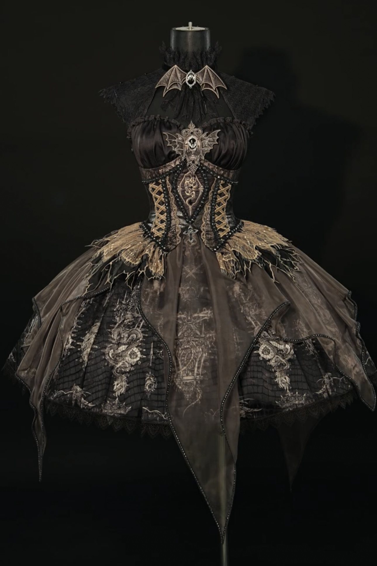 Robe JSK gothique Lolita « Black-Red Dragon Bone »