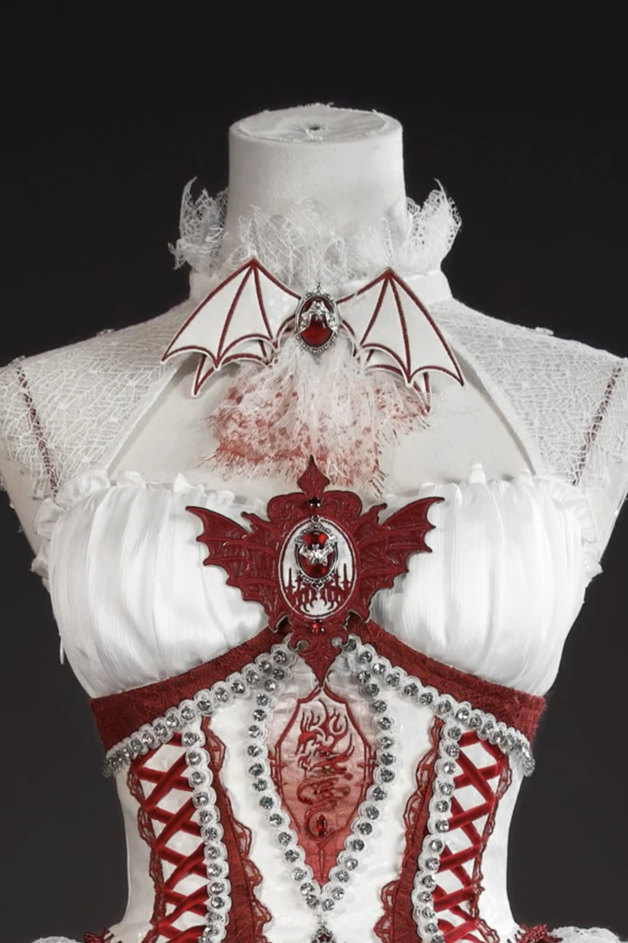 Dragon Bone Gothic Lolita White&Red JSK Dress