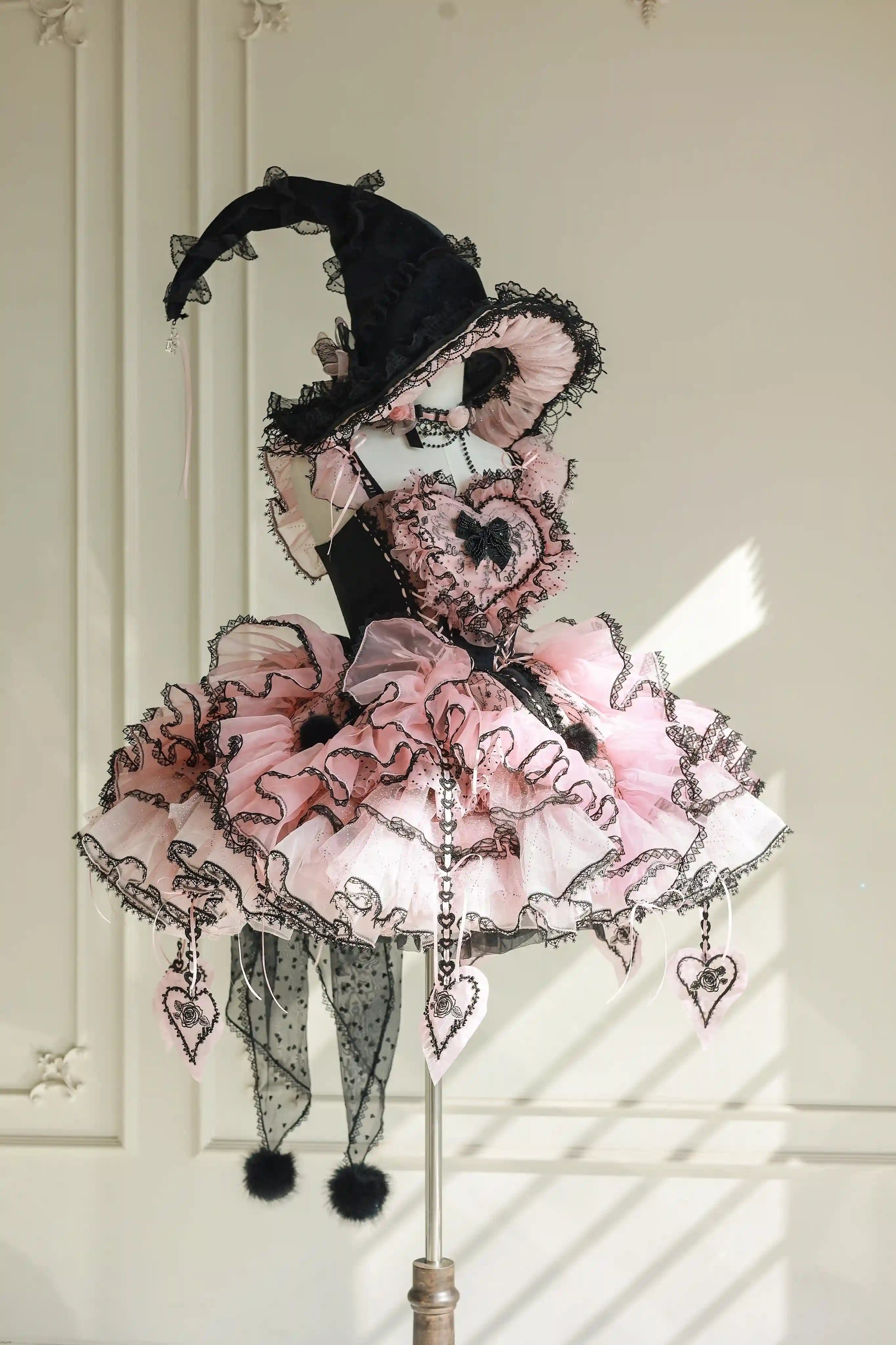 Rock Sweetheart Gothic Sweet Lolita Heart Corset Ruffle Mini Skirt Set