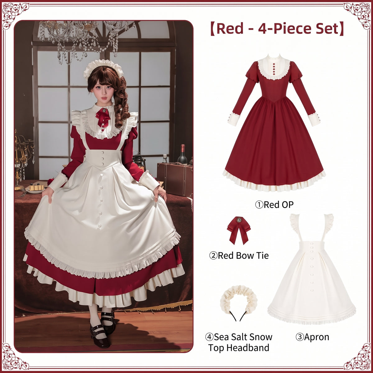 Miss Rita Elegant Maid‑Style Stand‑Collar Lolita OP Dress
