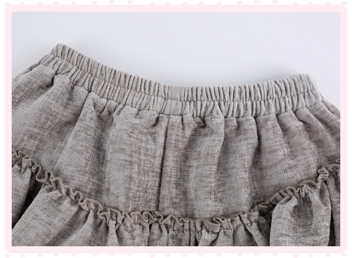 Grey Meow Dimension Autumn Grey Cat Ear Jacket Skirt Set