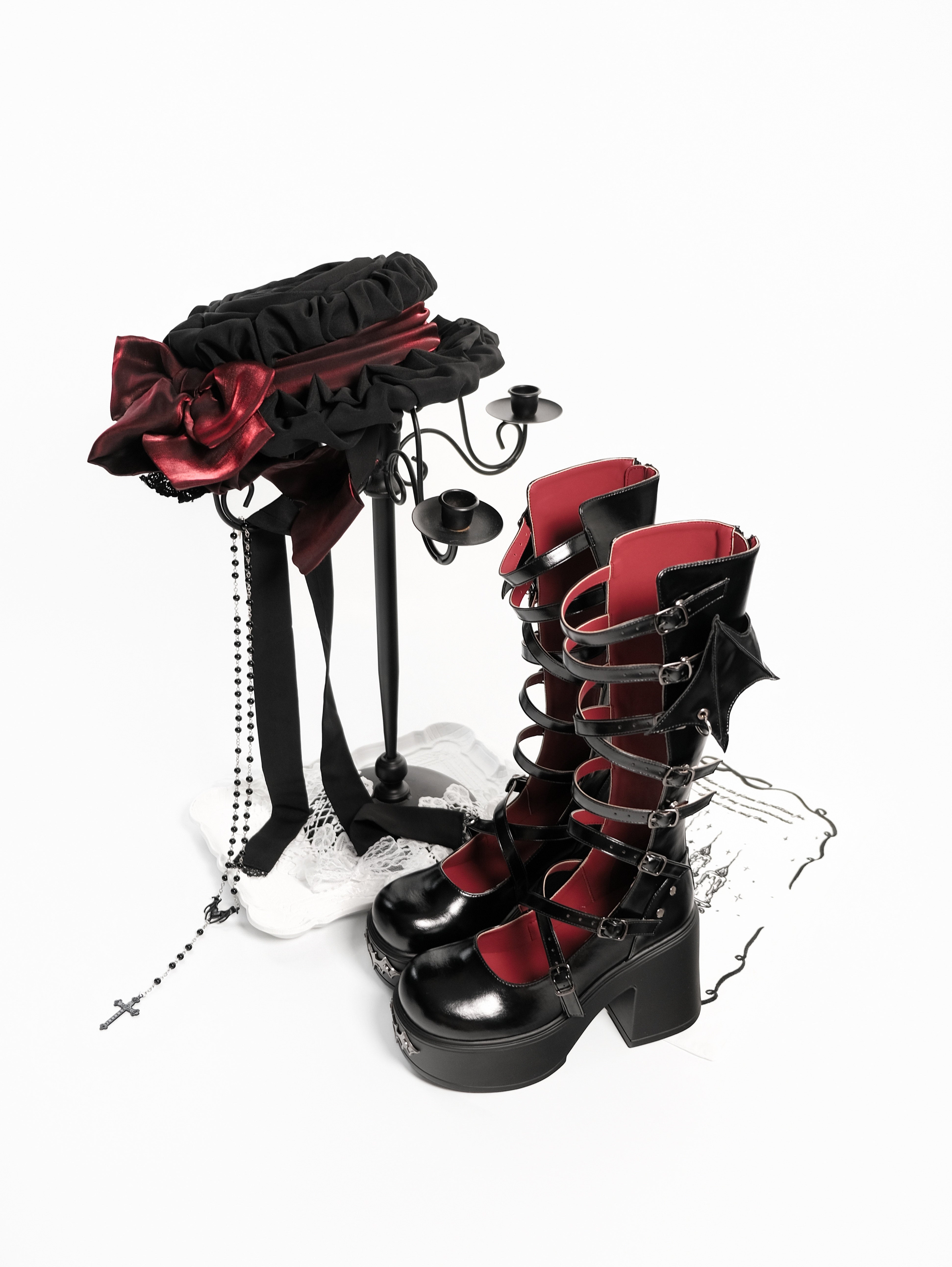 Bat‑Banquet Invitation Gothic Dark Vampire Platform Lolita Boots