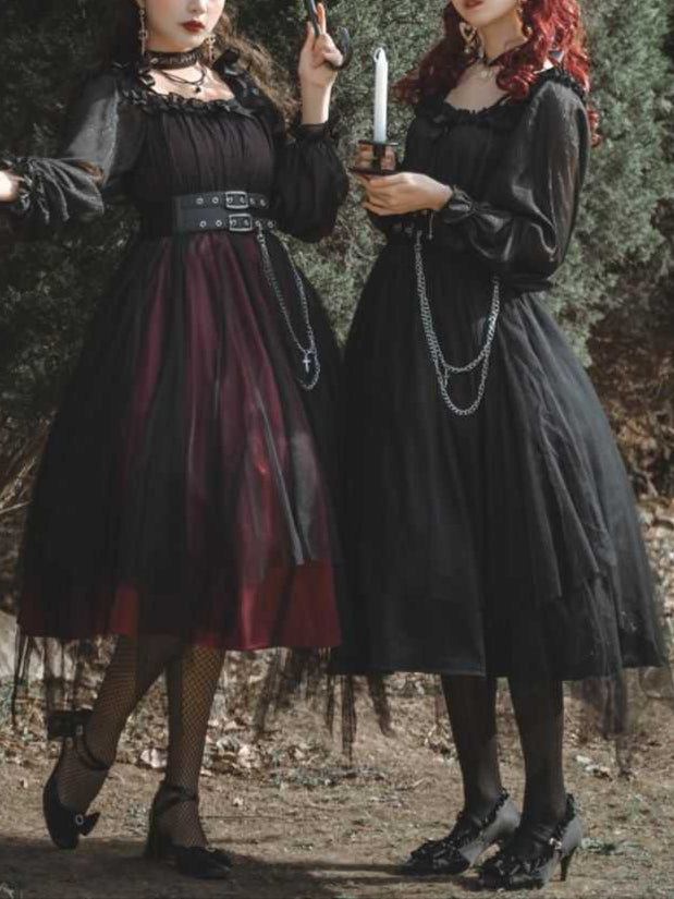 Lolita Gothic Black OP Dress LG1033