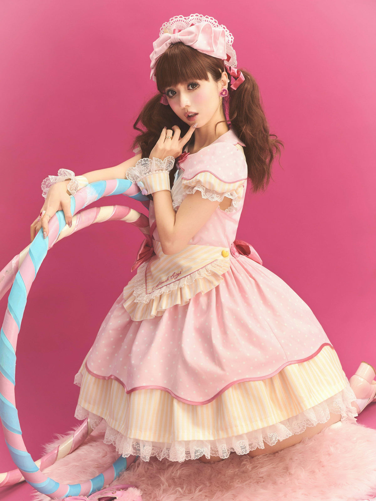Miss Donut Pink Cream Donut-Theme Vintage Sweet Lolita OP Dress