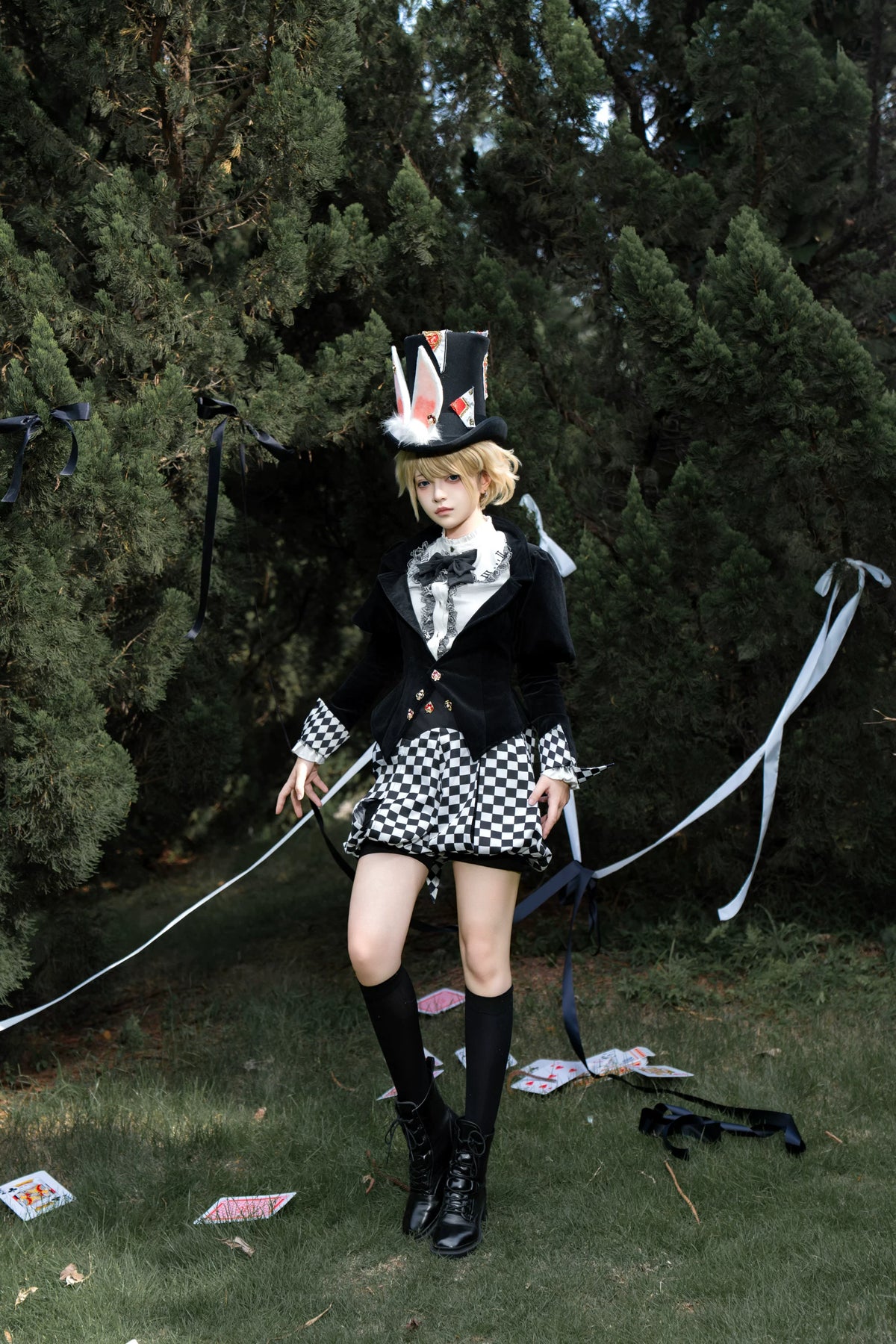 Alice Mr Rabbit Black Velvet Playing Card Ouji Lolita Jacket