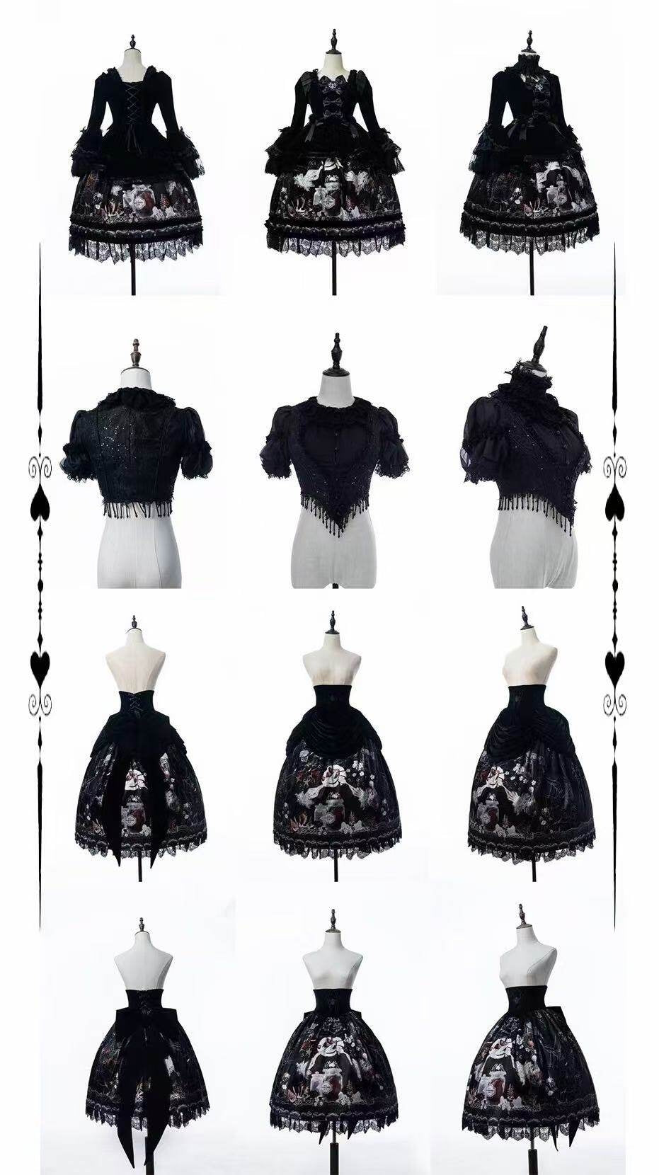 Hunting Strawberry Velvet Gothic Sweet Lolita Dress SK & Jacket Set