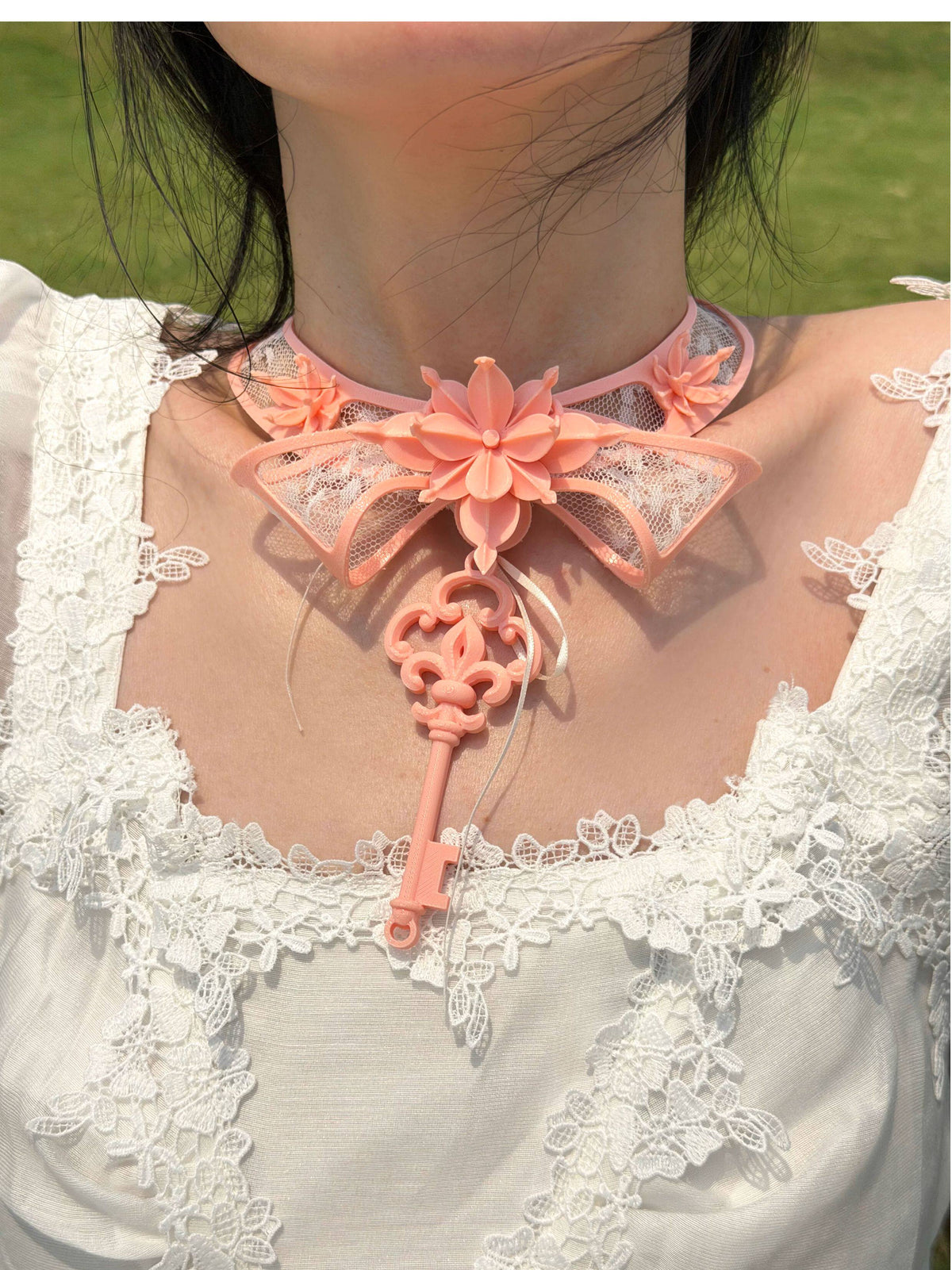 Lace Key Choker Original 3D Printed Stereo Necklace Choker