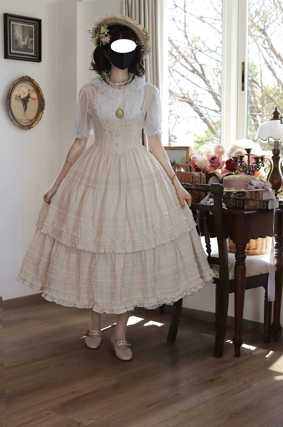 Margaret's Daisy V-Waist Bust-Support Classical Lolita JSK Dress