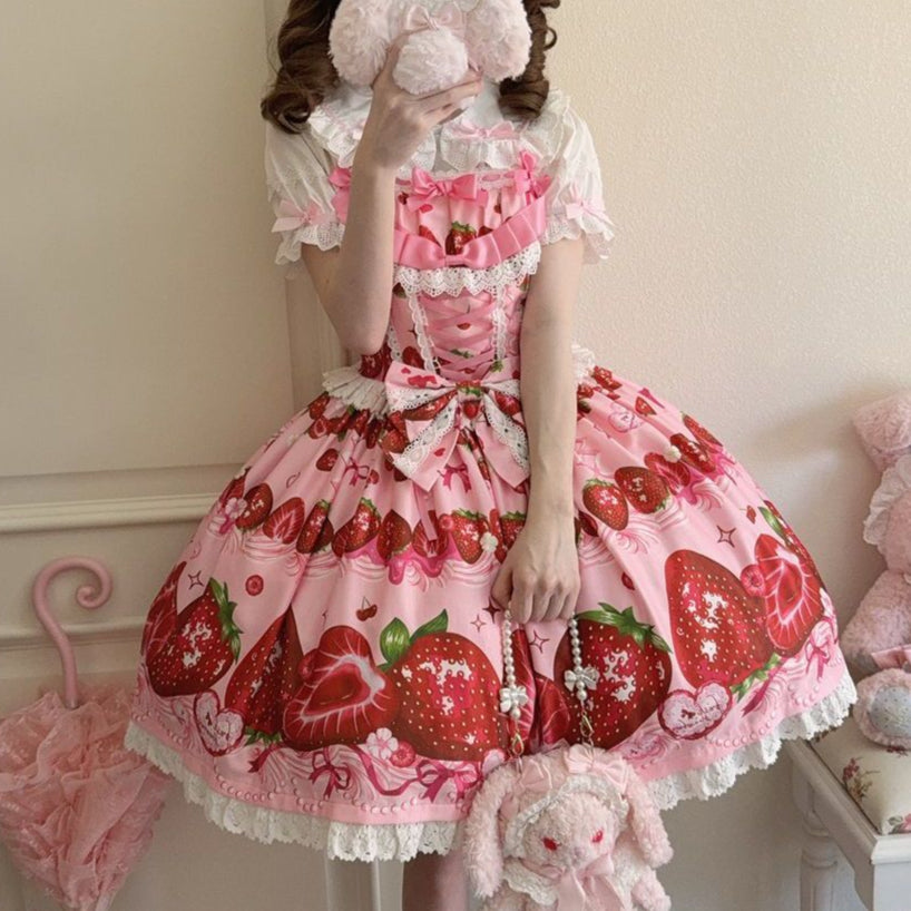 Lolita Sweet Strawberry Print JSK Dress LS1001