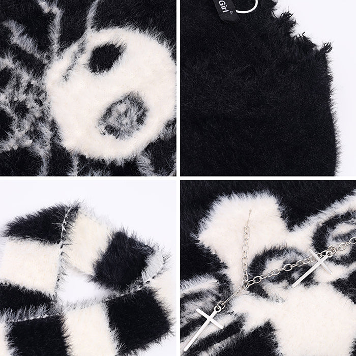 Soft Alternative Y2K Faux Fur Knit Cardigan Sweater LE1028