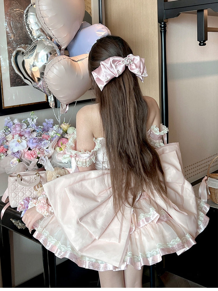 Princess Ribbon Formal Pink & Black Dress