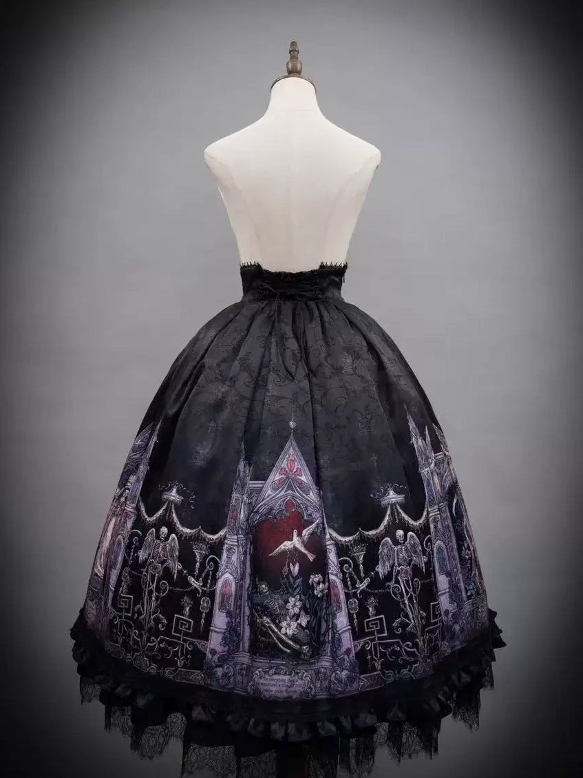 Rose Church Lolita Gothic Irregular Top & SK with Witch Hat Set