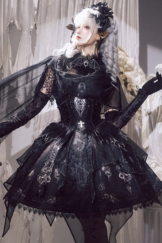 Dragon Bone Gothic Lolita Black JSK Dress