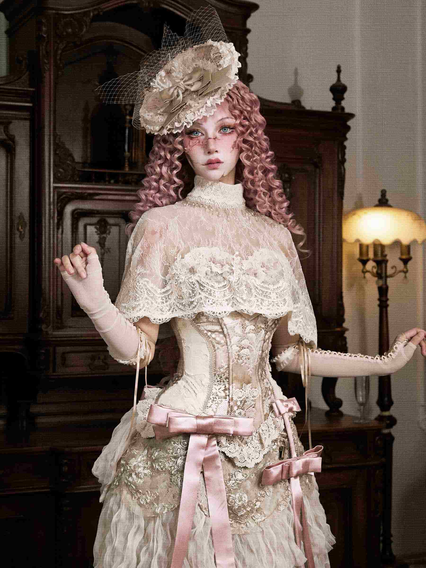 Cupid's Poem Casket Rococo Corset & Train Dress Set