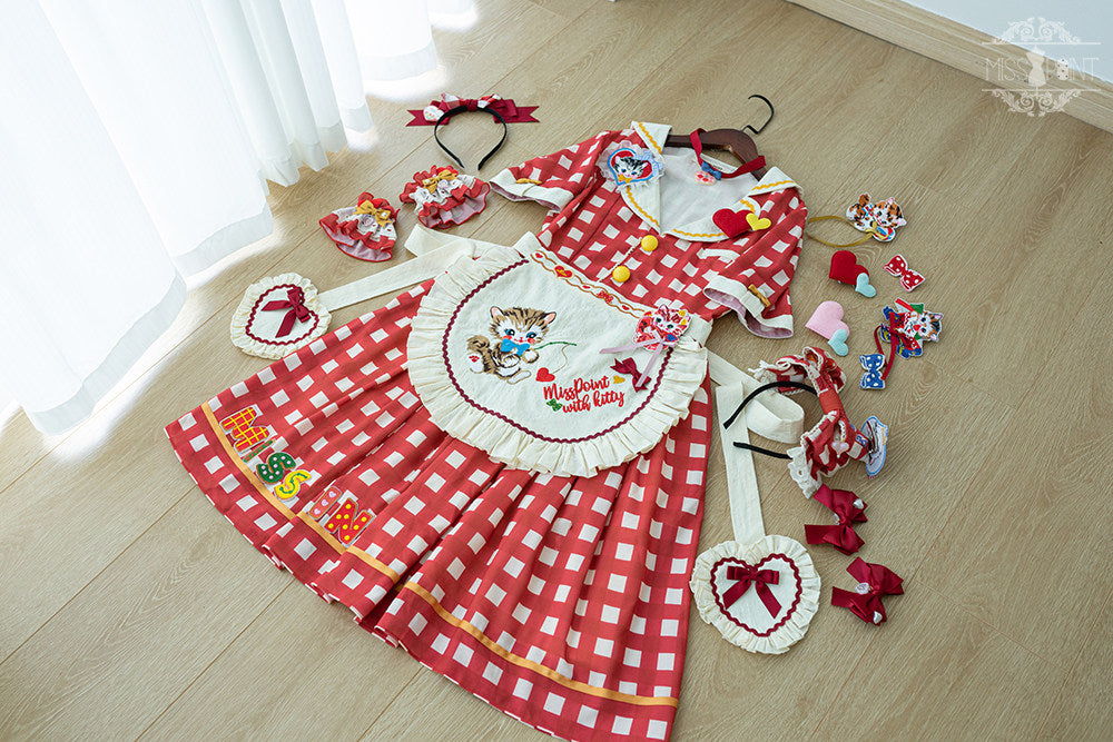Cat Sweetheart American Retro Sweet Diner‑Style Lolita OP Dress