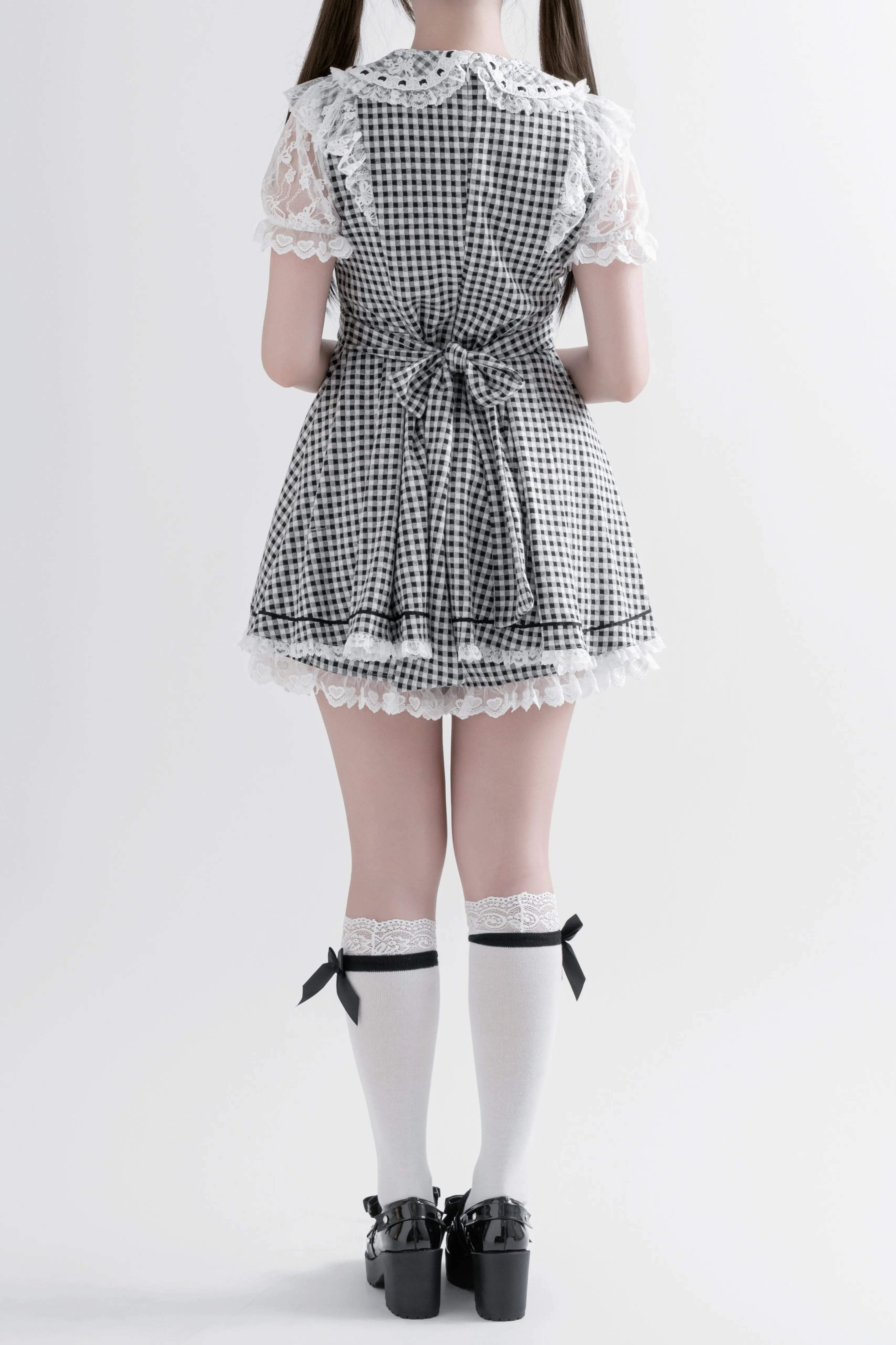 Kisskiss Two-Tone Plaid Lace Sweet Ryōsangata Cute Outfit Set
