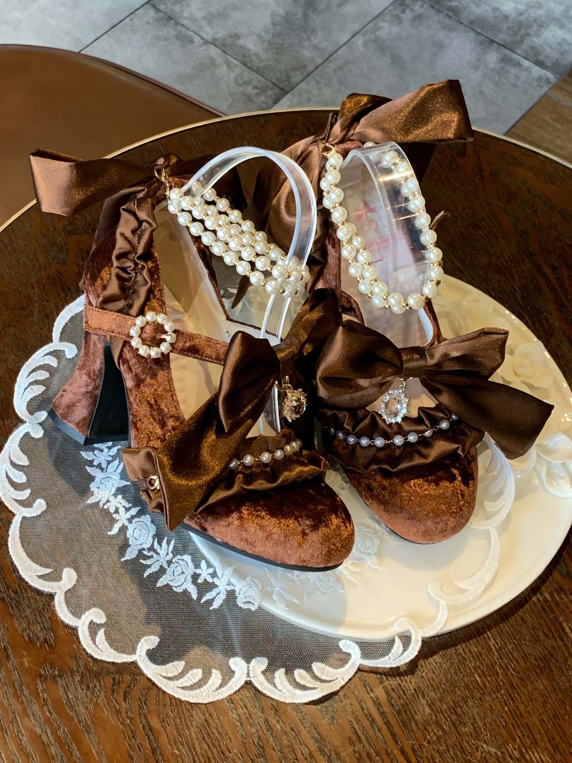 Ribbon Hymn 1.0 Lolita Vintage Heavy Craft Bridal Heels