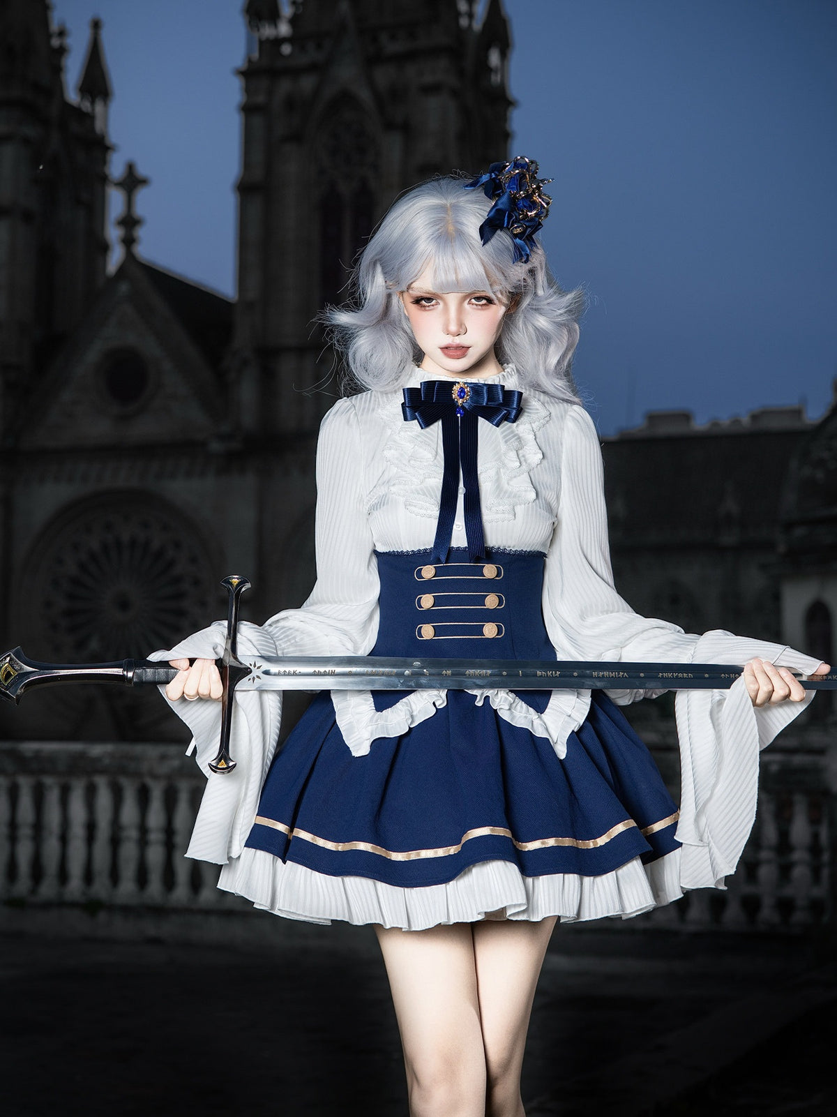 Eternal Crown Royal‑Court Faux Two‑Piece Lolita OP with Cape Set