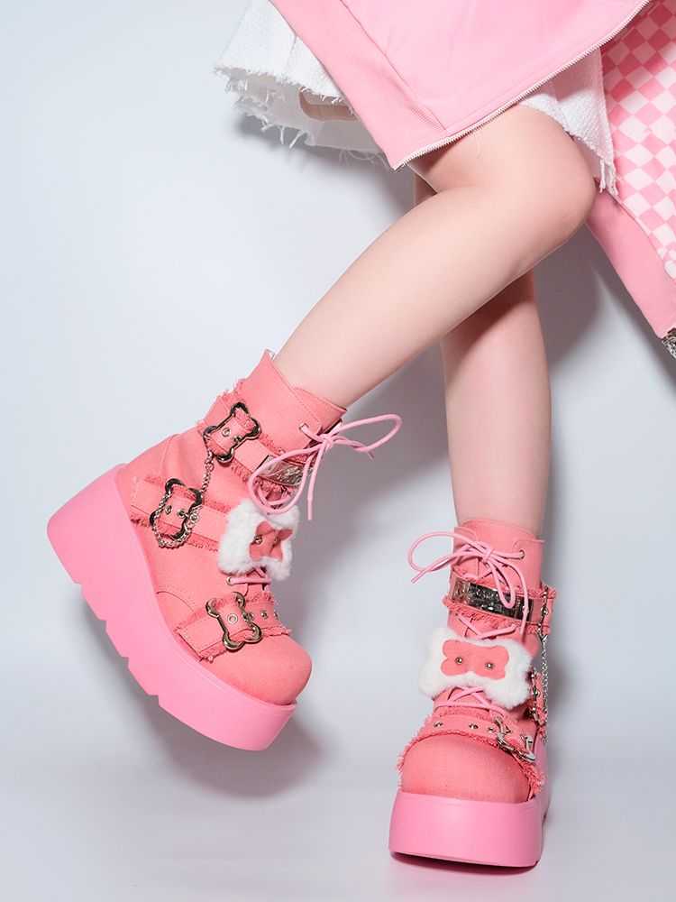 Little Bone Furry Y2K Platform Boots LE5020