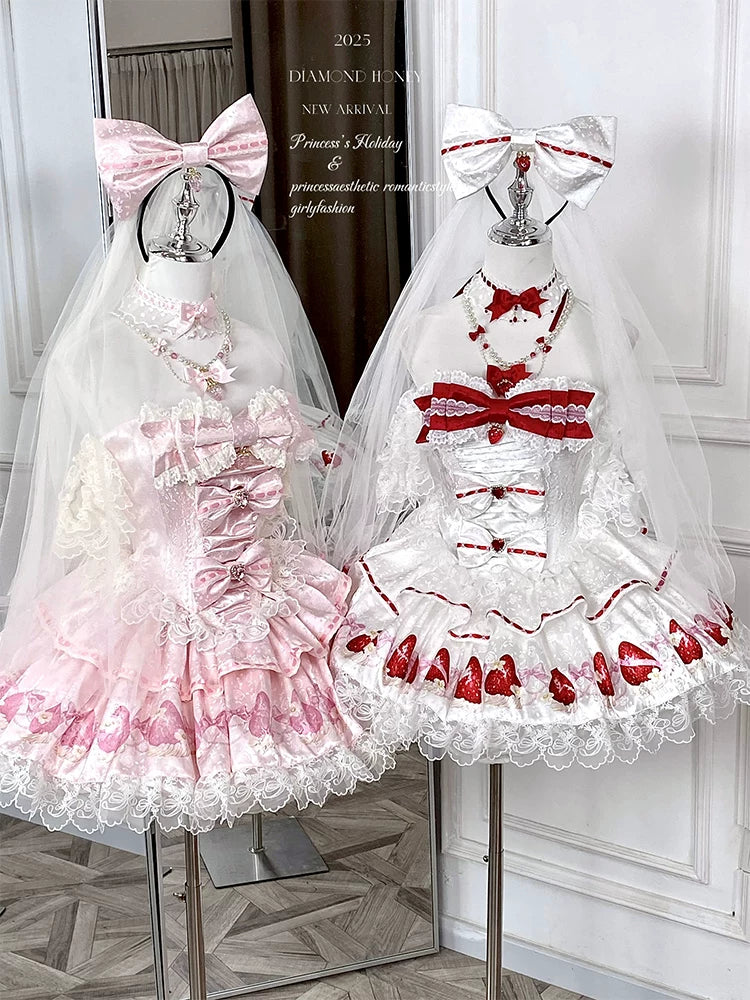 Women's Strawberry Print Ceremonial Mini Dress