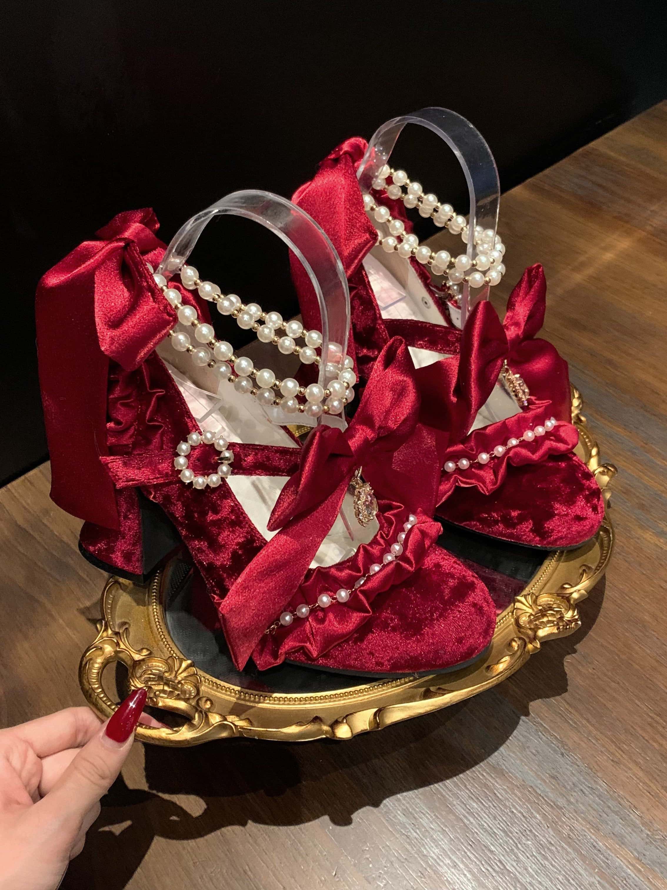 Ribbon Hymn 1.0 Lolita Vintage Heavy Craft Bridal Heels