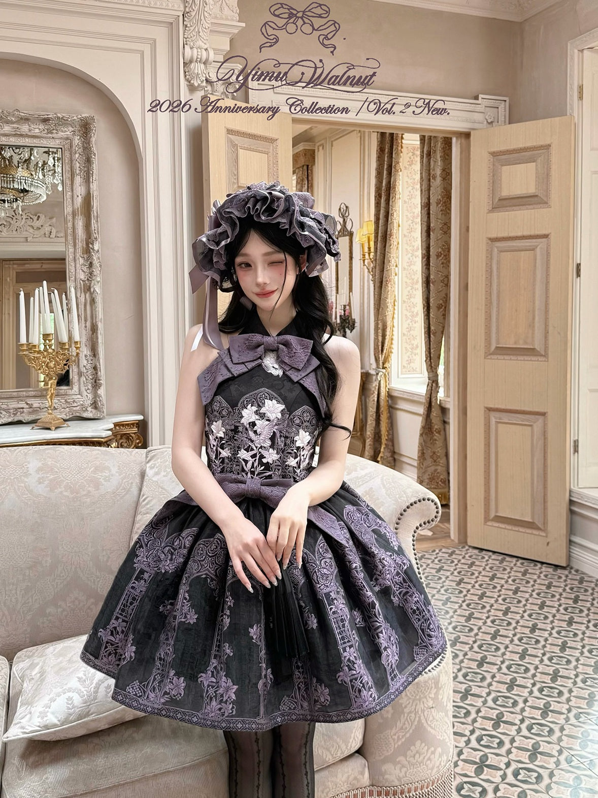 Stained‑Glass Reverie Japanese‑Style Classic Lolita Black JSK Dress Set