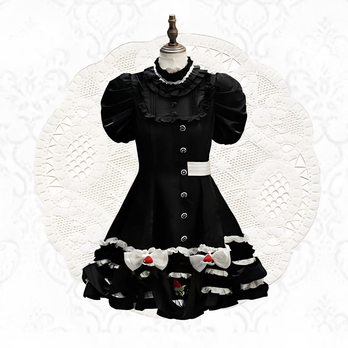 Twilight Berry Princess Gothic Maid Lolita Tiered Embroidered OP Dress