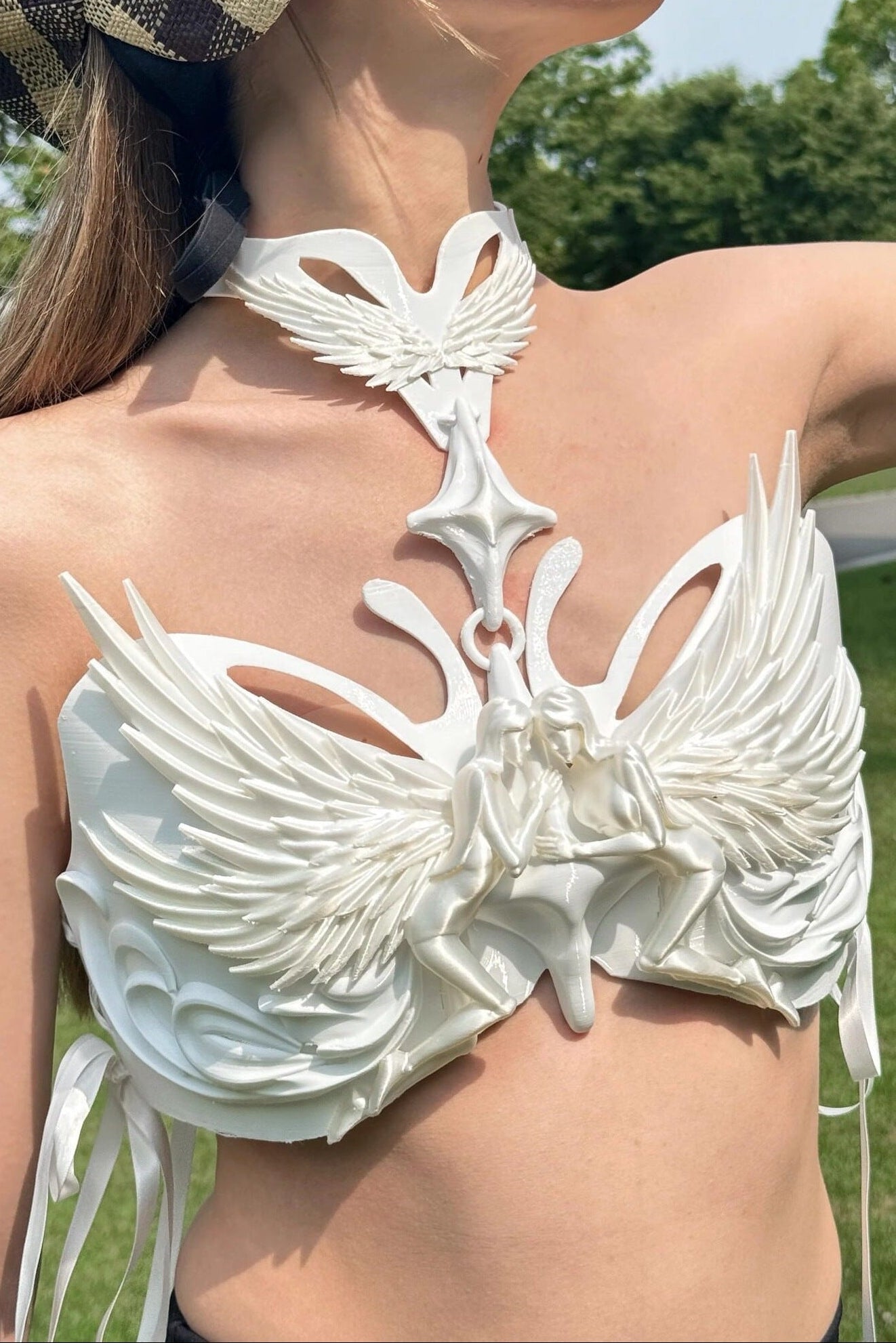 Angel Sculpture 3D Printed Corset Bustier Top