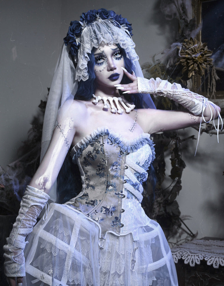 Lolita Gothic Zombie Bride Embroidered Dress LG1003