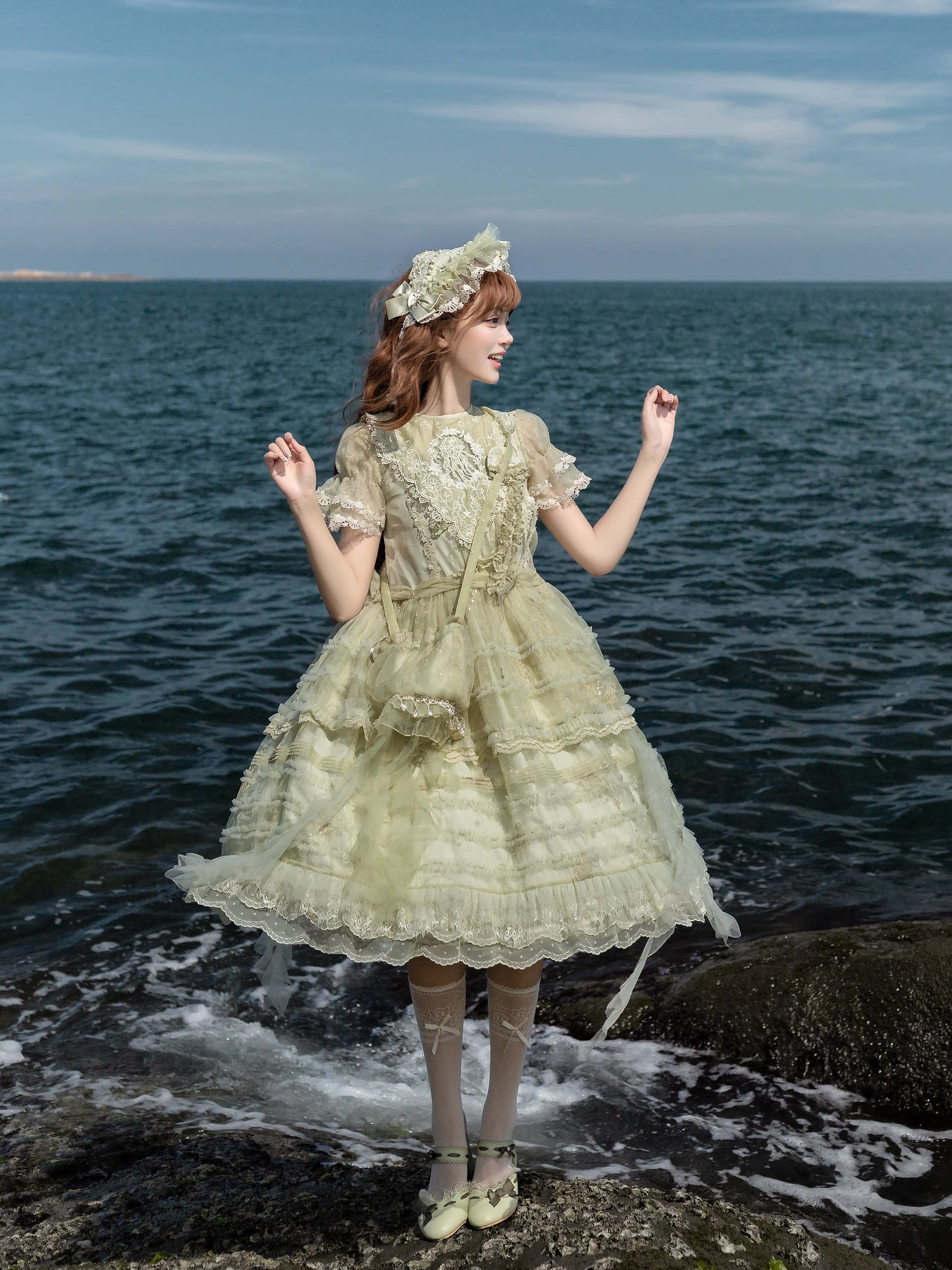 Colored Glaze Jellyfish Lolita Embroidered OP Dress