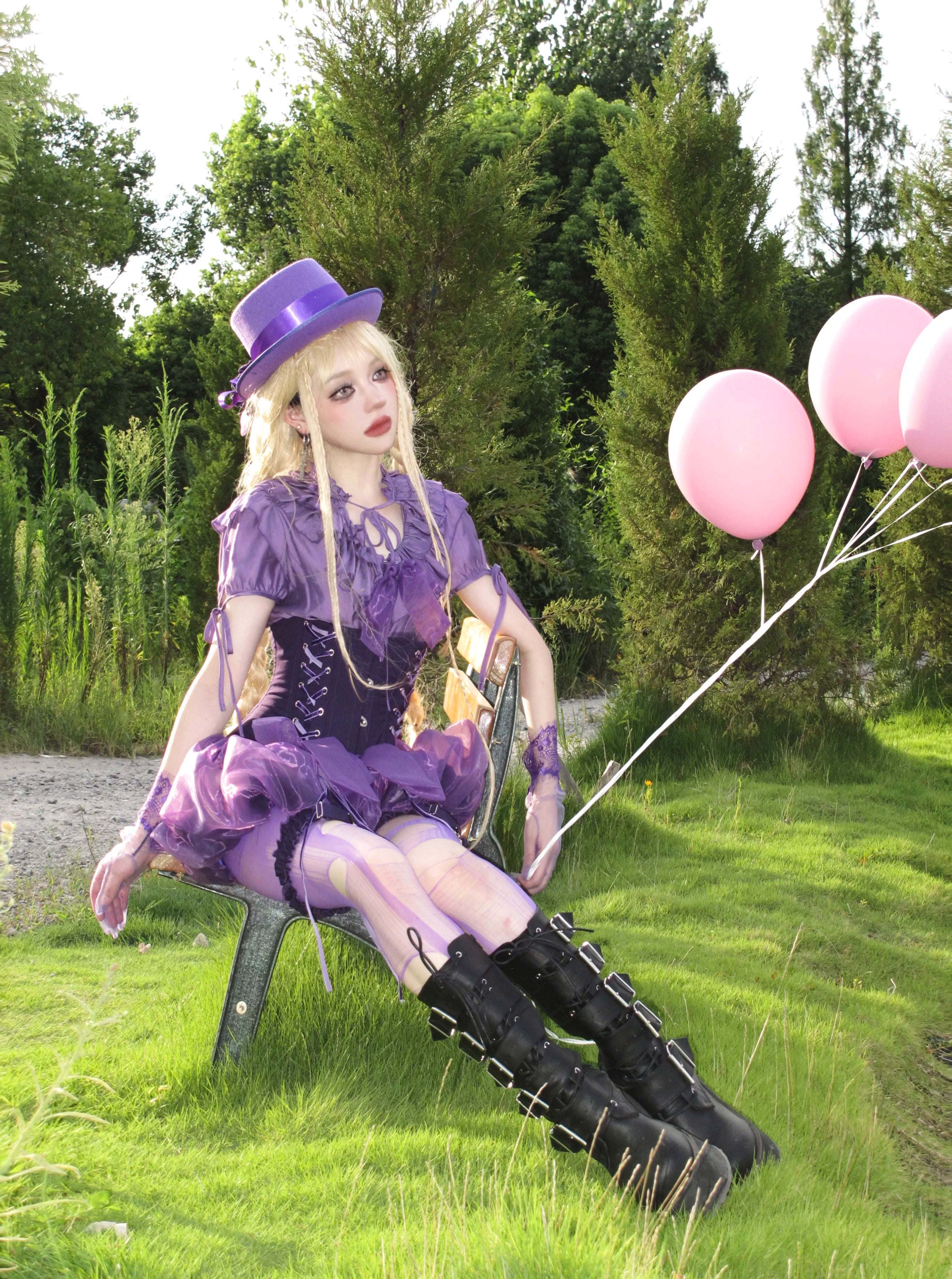 WONKA Gothic Lolita Purple Top & Shorts Set