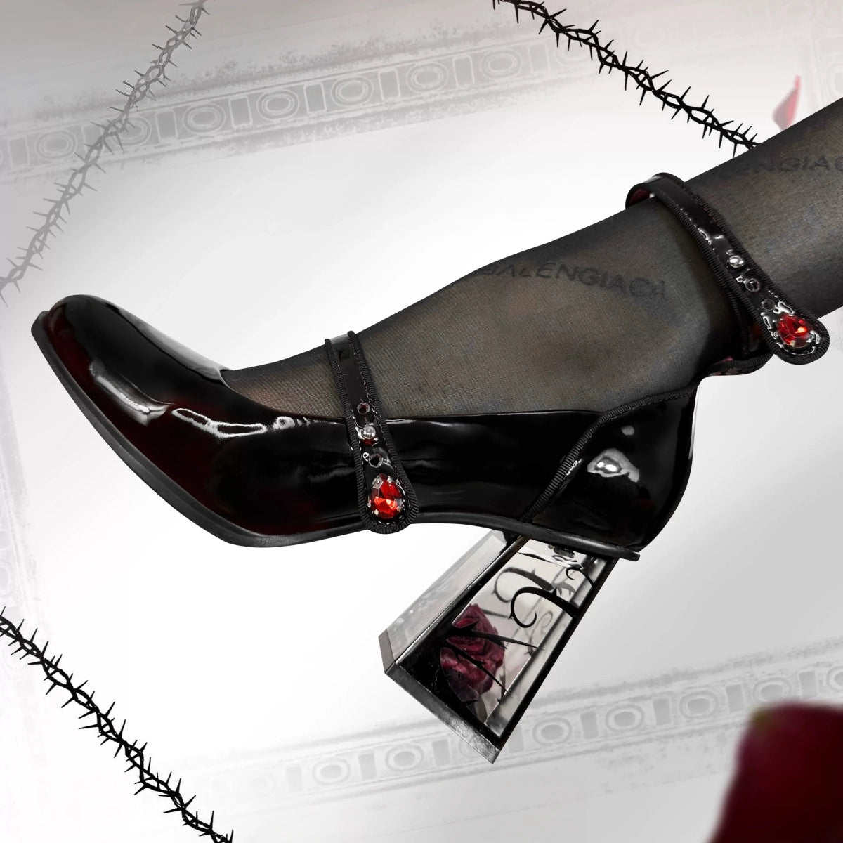 Rose in Wardbox Lolita Original Gothic Cool‑edgy Rose High Heeled Shoes