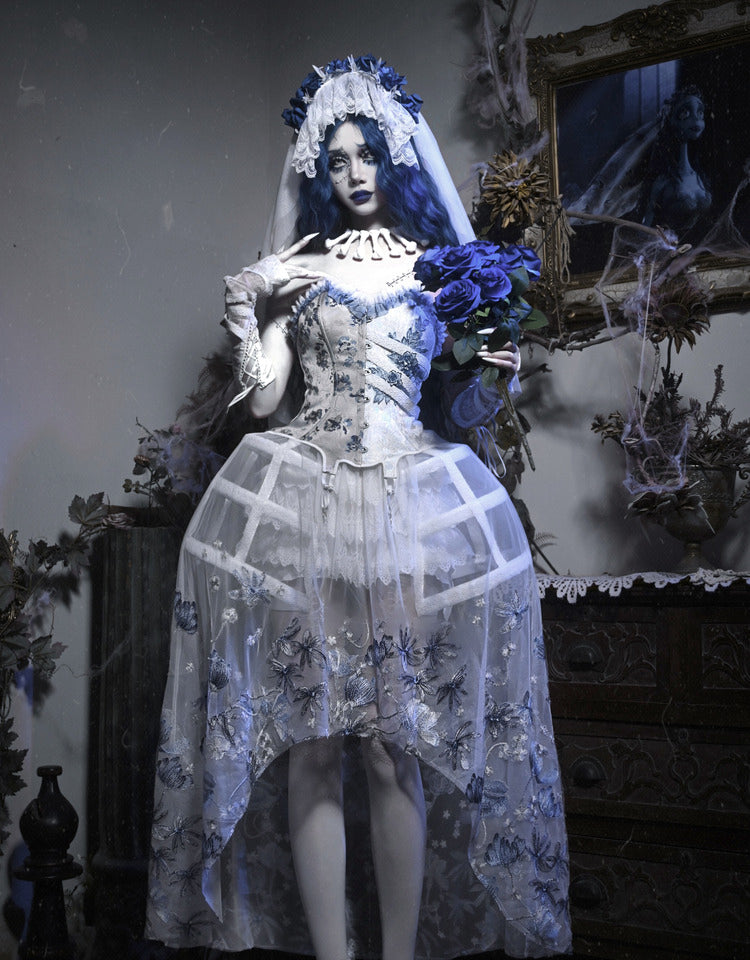 Lolita Gothic Zombie Bride Embroidered Dress LG1003