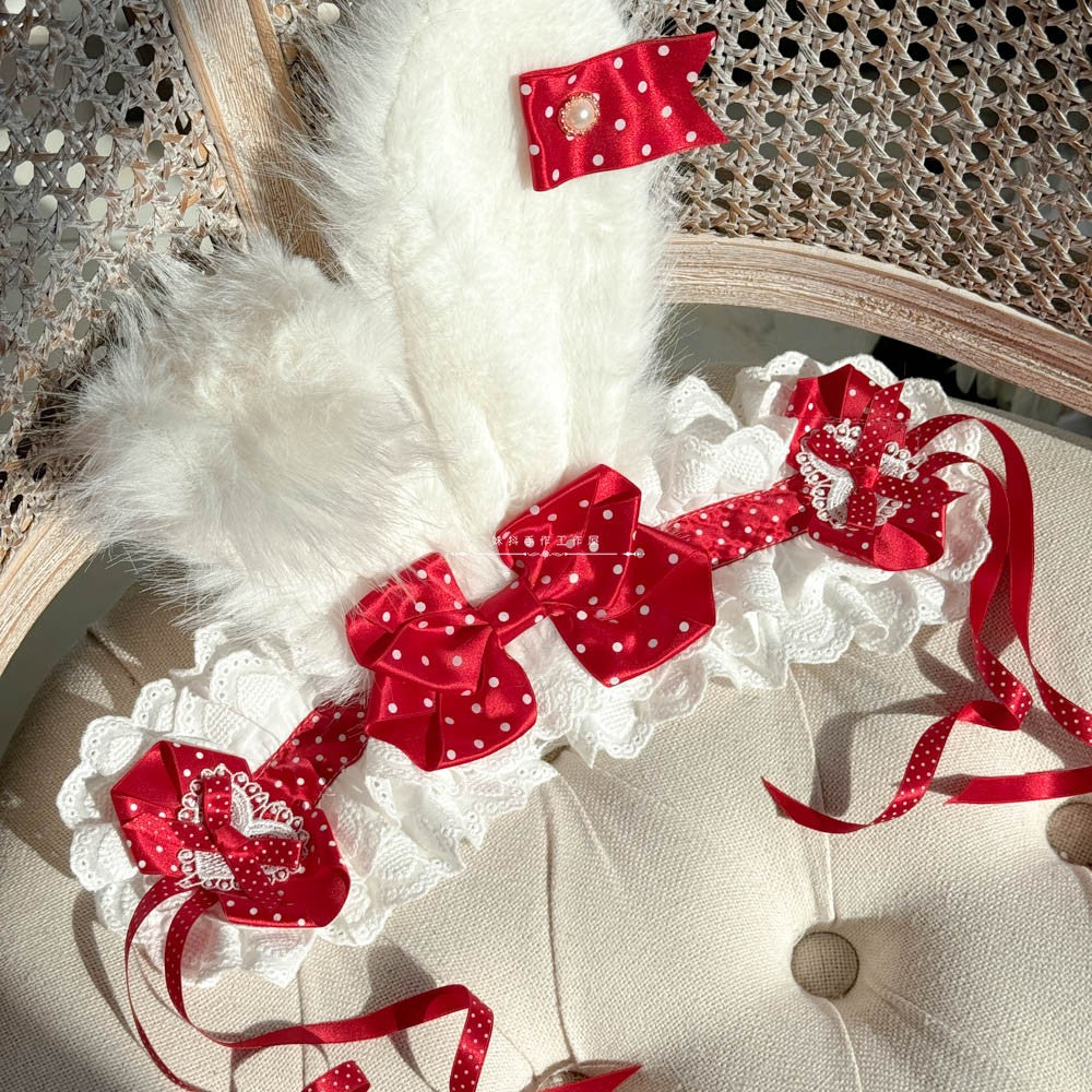 Lolita Kawaii Polka Dot Bunny Headband LA1007