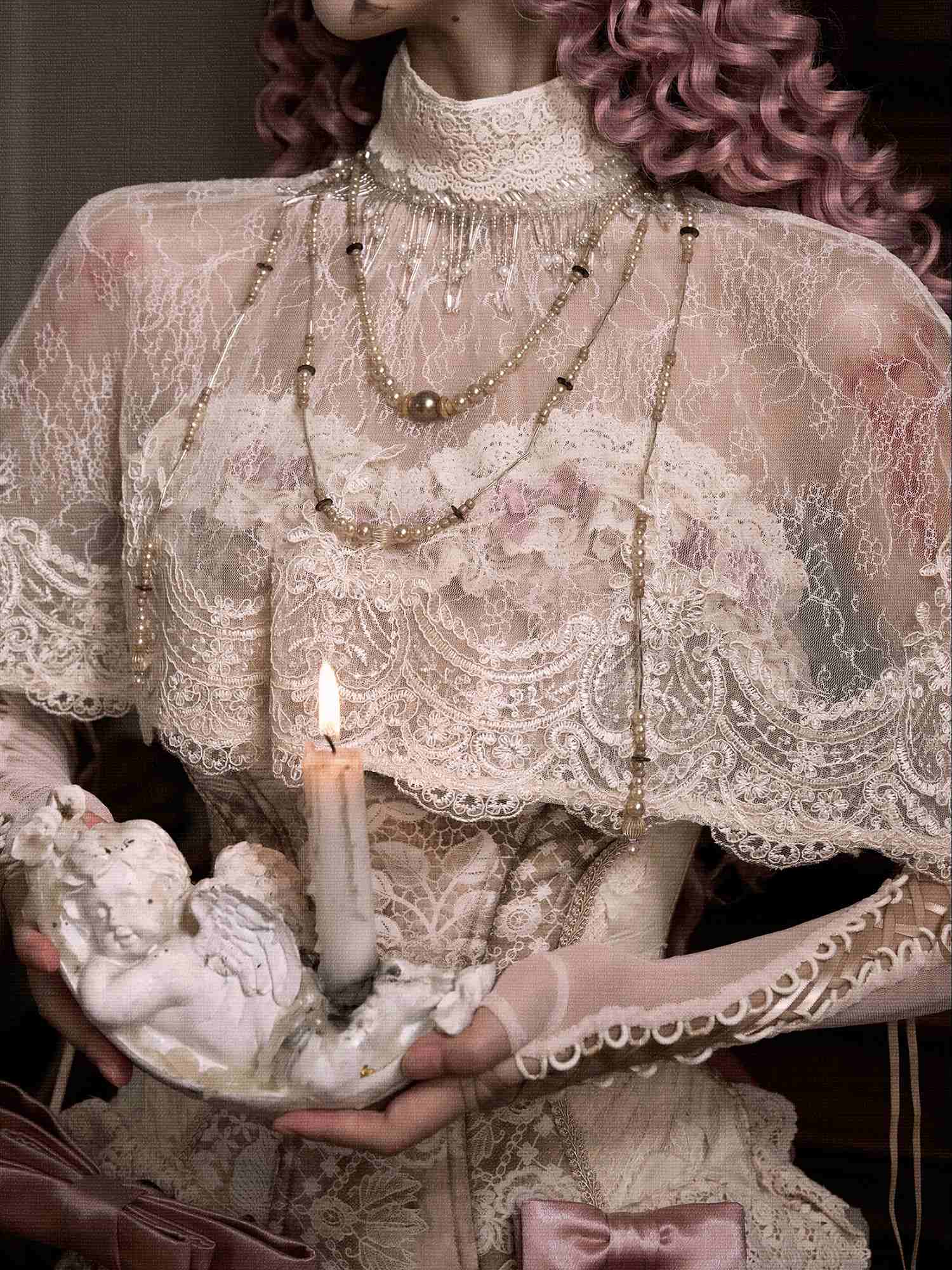 Cupid's Poem Casket Rococo Corset & Train Dress Set