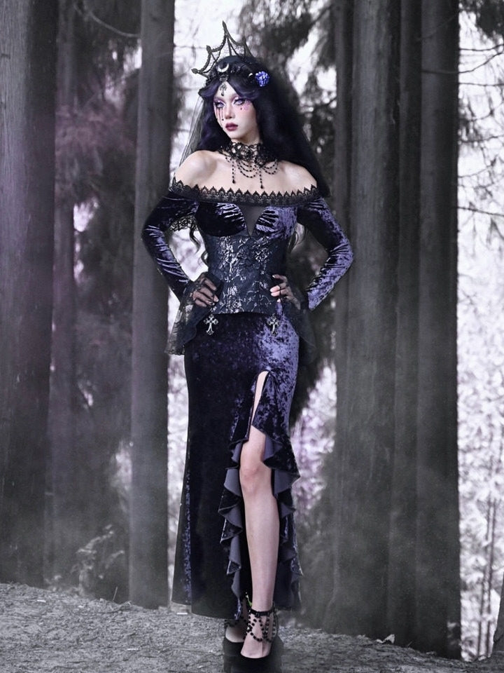 Lunar Ritual Gothic Long-sleeve Dress