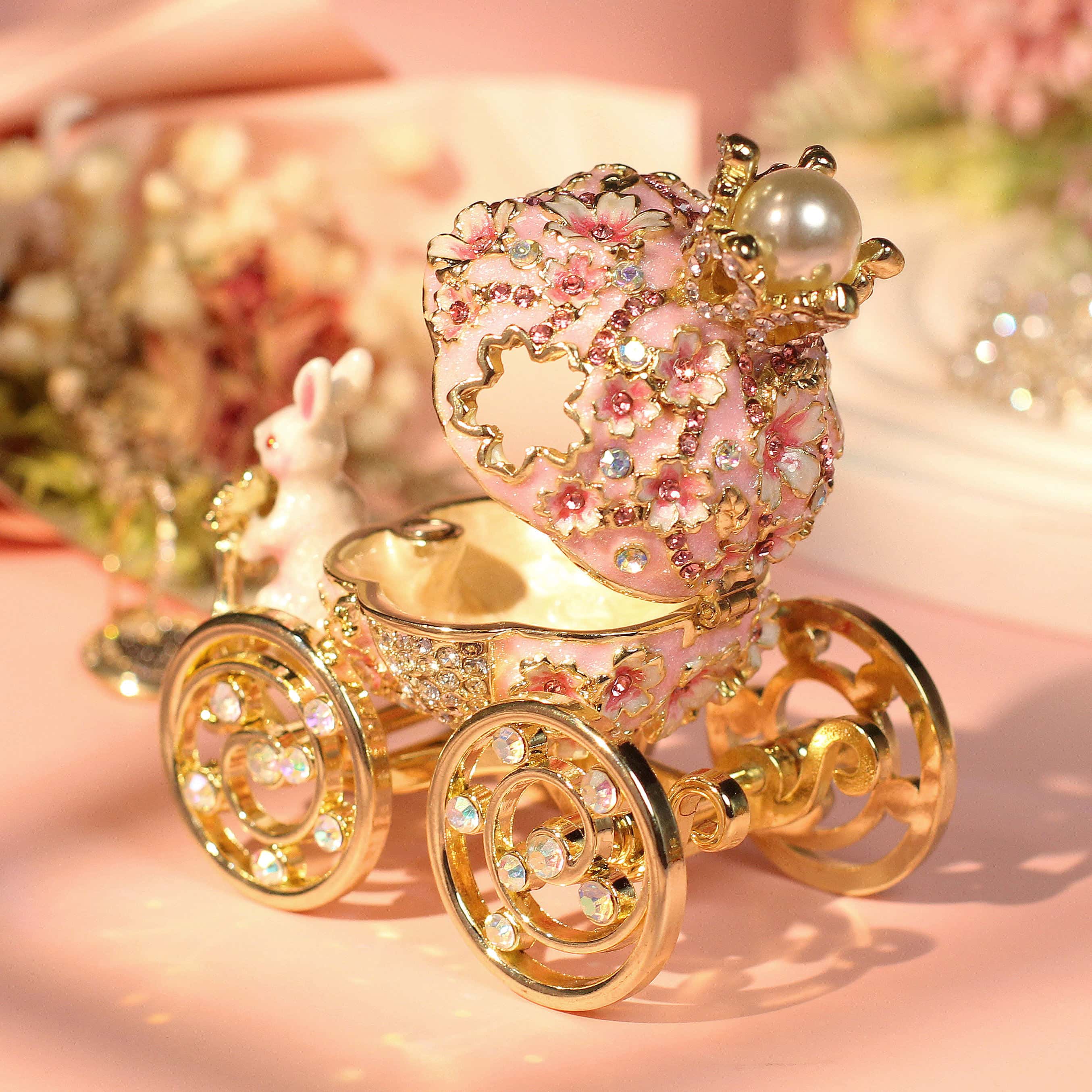 Carousel-Shaped Enamel Ring Jewelry Box Lolita Decor Gift