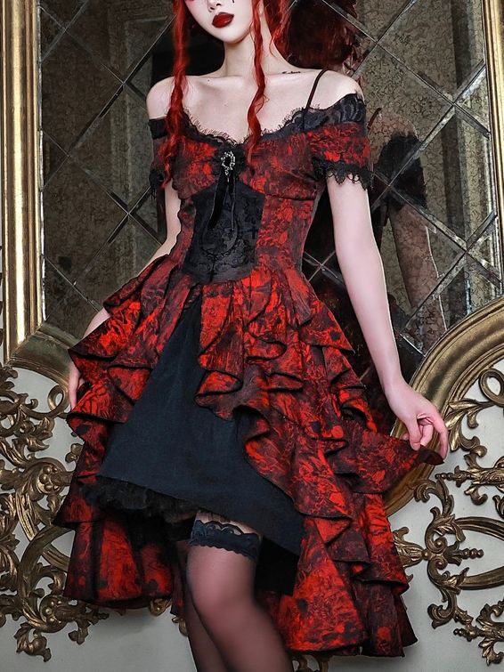 Lolita Dark Style Halloween Off-Shoulder DressLG1031