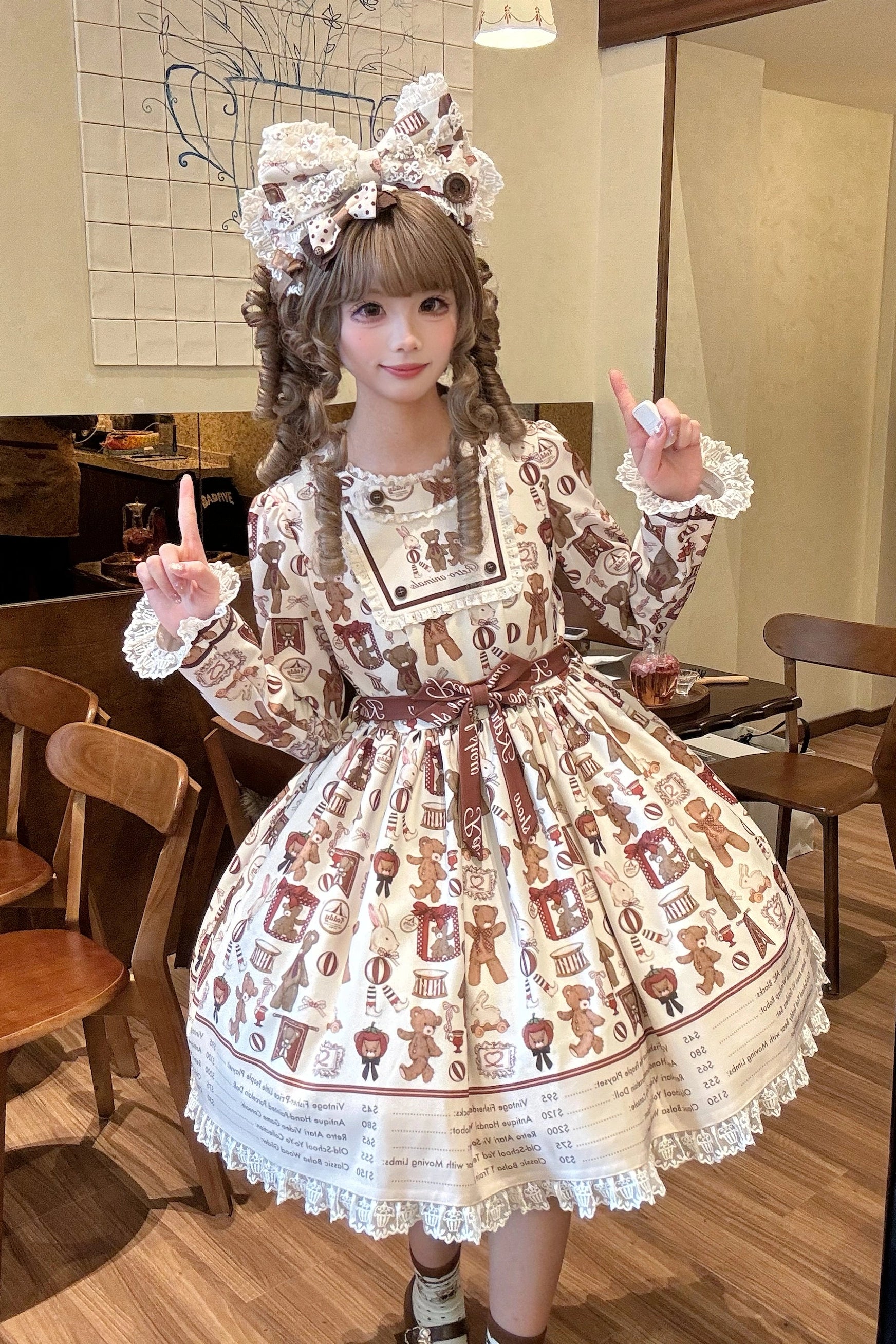 Teddy Bear Daily News Sweet Vintage Lolita Dress JSK OP