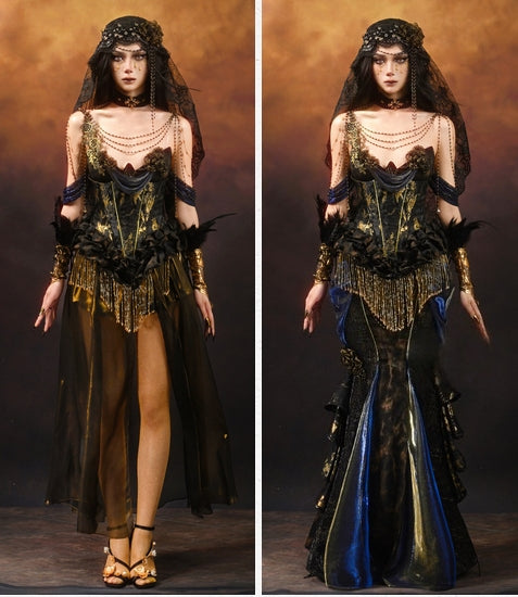 Lights Dusk Classic Boned Corset & Mermaid Skirt Set