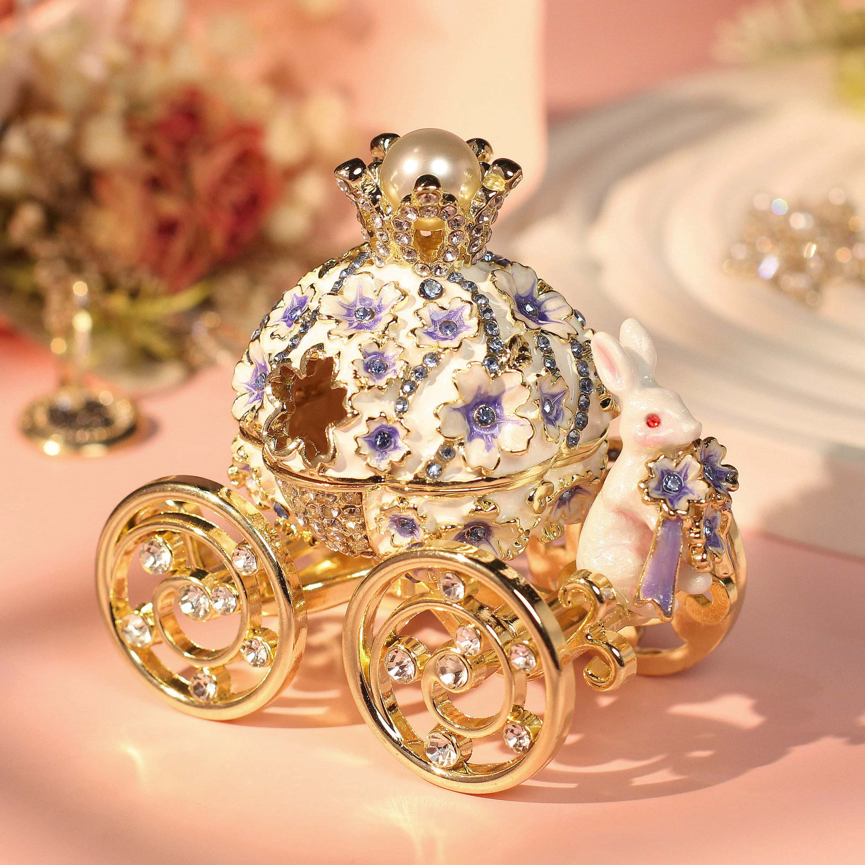 Carousel-Shaped Enamel Ring Jewelry Box Lolita Decor Gift