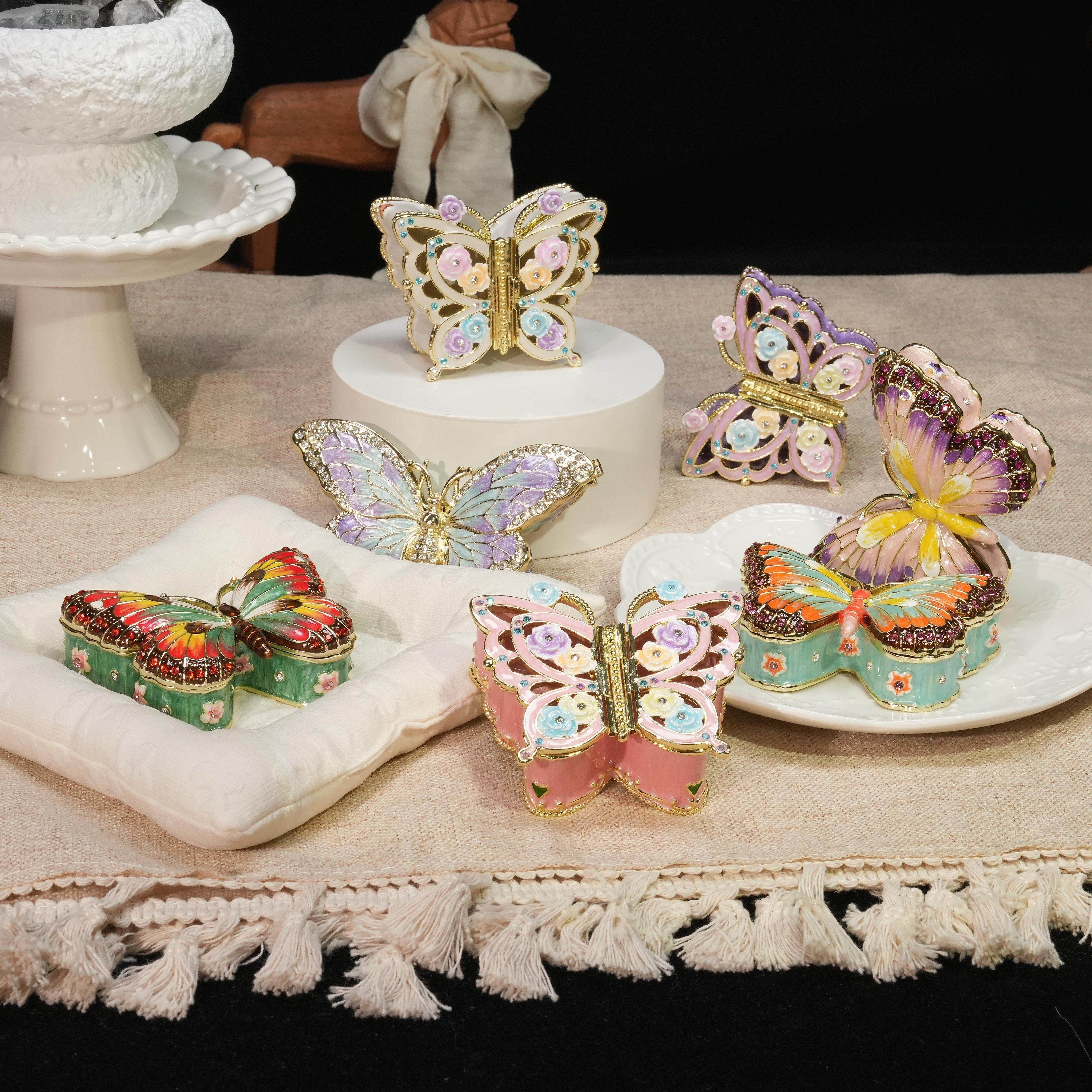 Butterfly-Shaped Enamel Jewelry Box Lolita Decor Gift