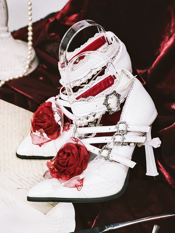 Forbidden Prayer Gothic Lolita Heels with Rose and Cross