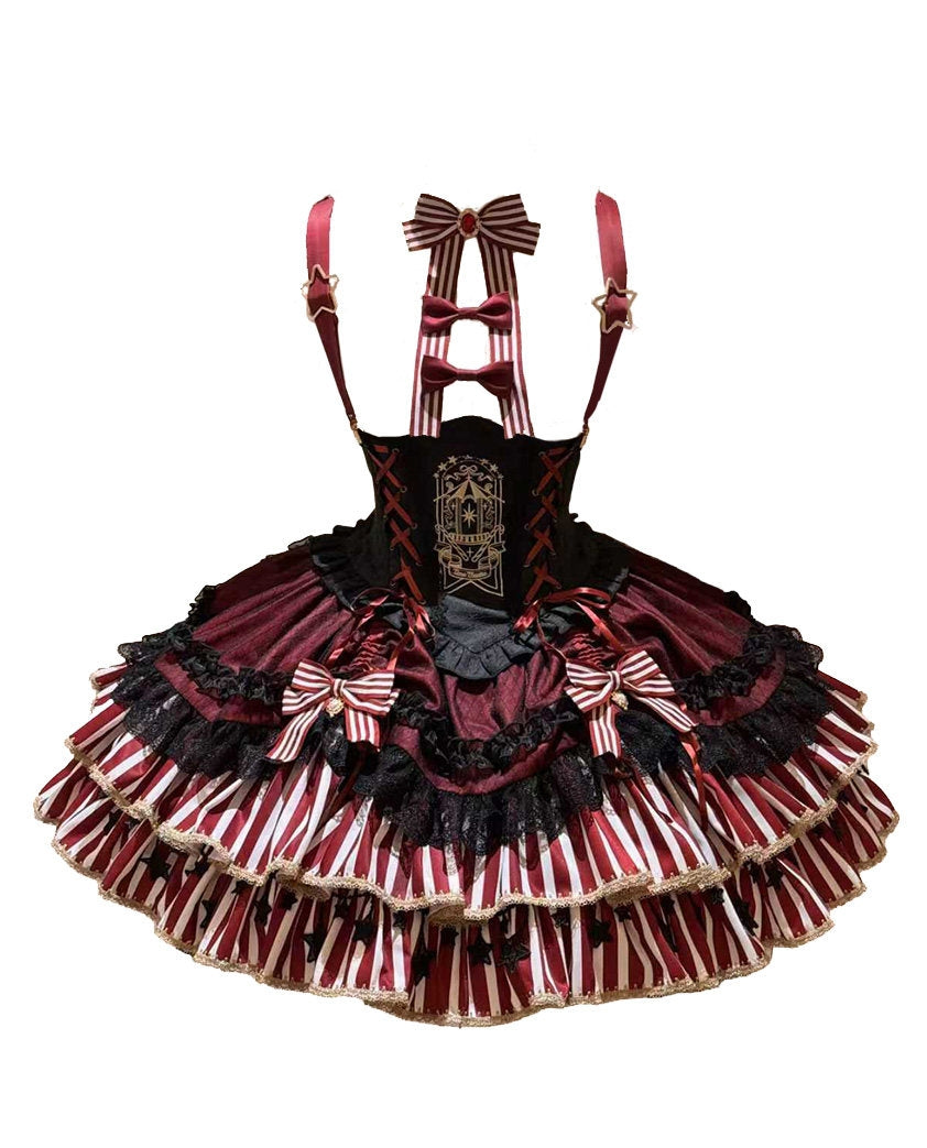 Star Track Academy Lolita Gothic Red Dress Set