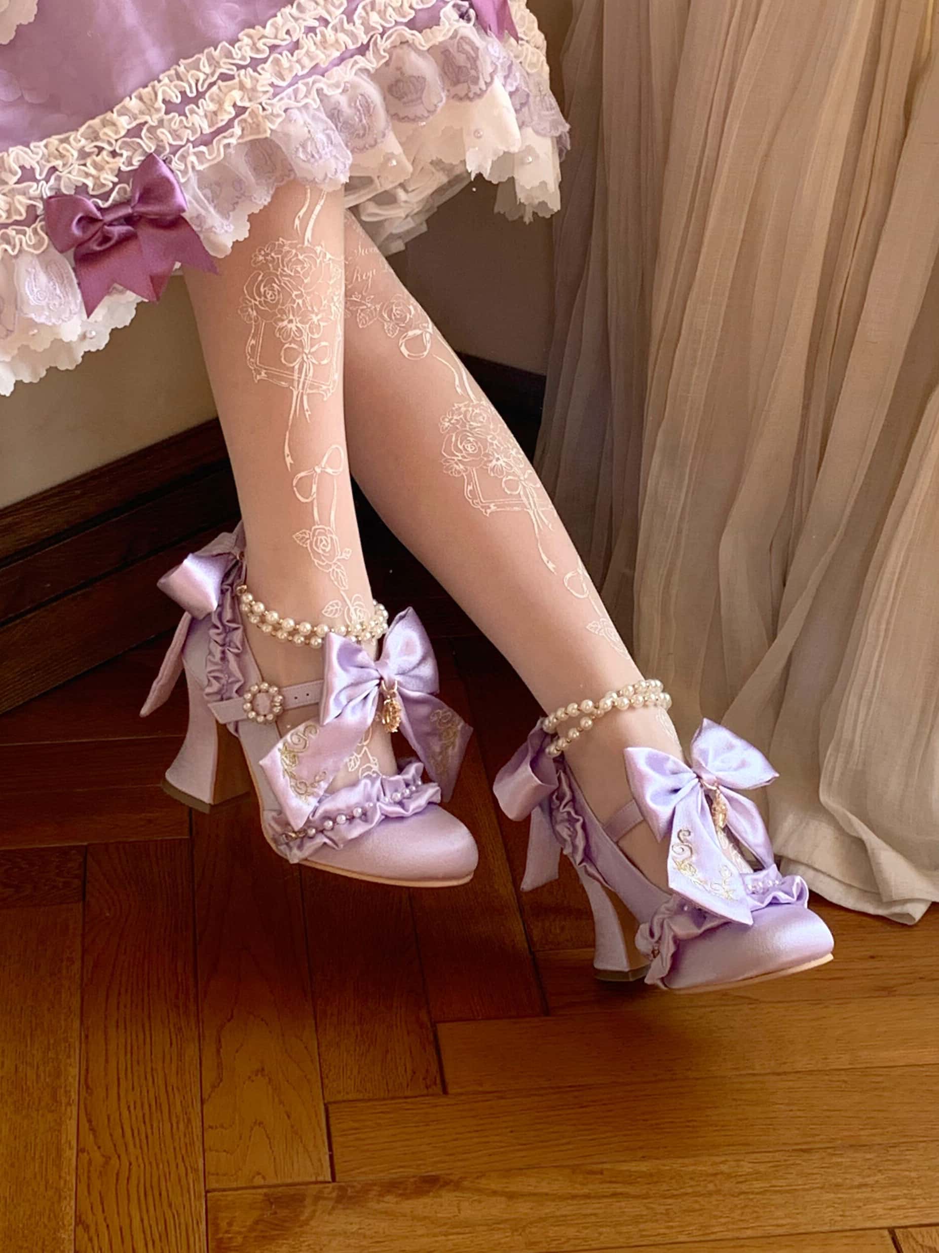 Ribbon Hymn 1.0 Lolita Vintage Heavy Craft Bridal Heels