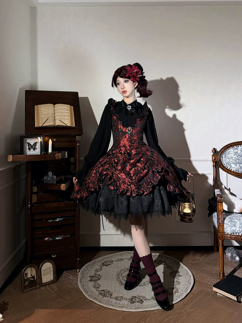 Nocturnal Lily Gothic Polka‑dot Lolita JSK