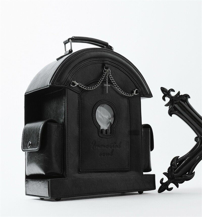 Gothic Lolita Skull Tombstone Shaped Doll Bag