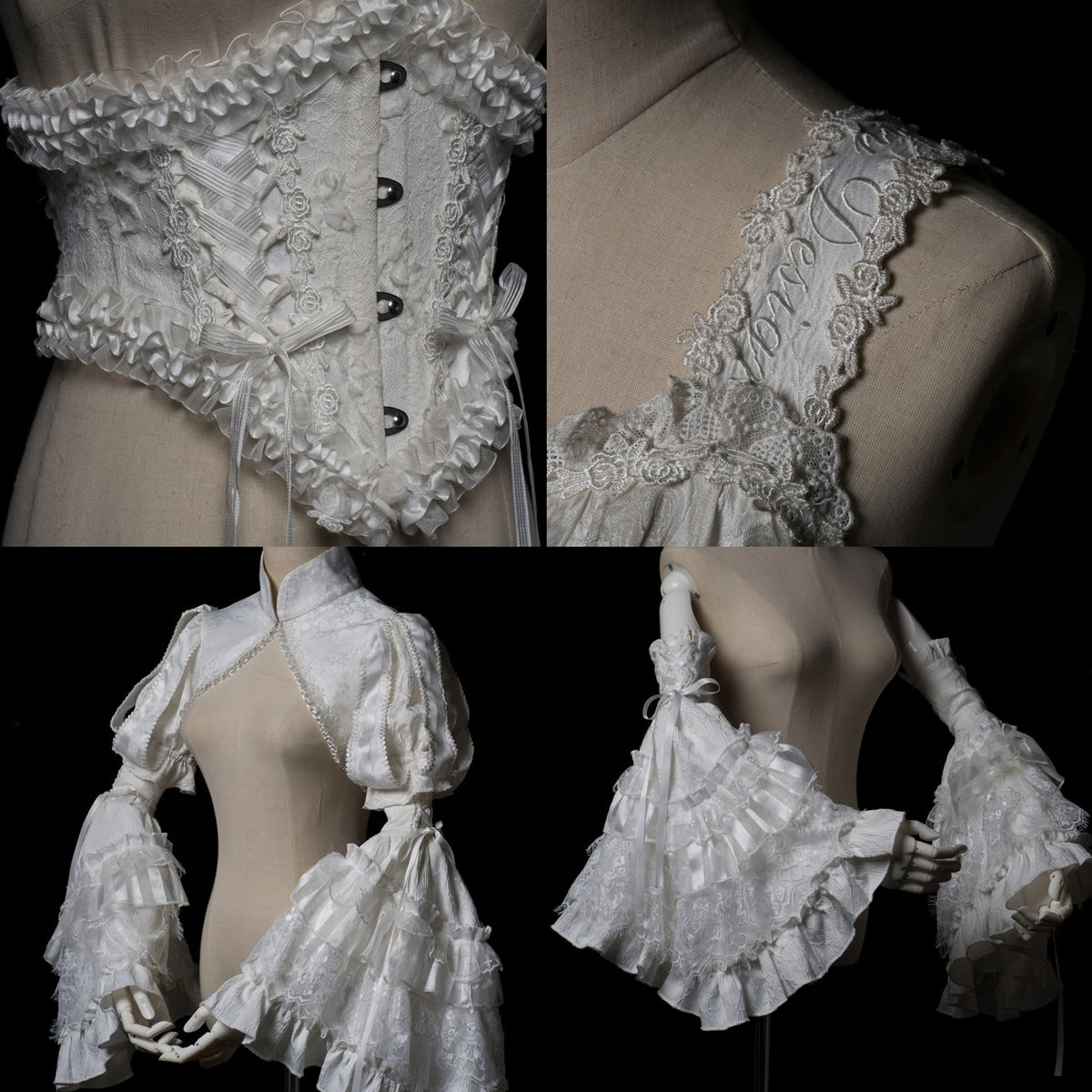 Caliburn Vintage Gothic Black & White Lolita JSK Full Set